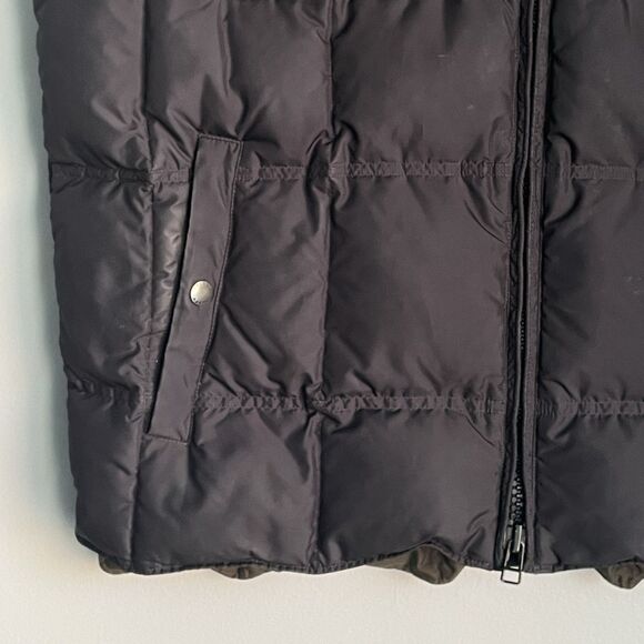 J. Crew Down Puffer Vest Men's Large Black Retractable Hood WARM Field Jacket - Picture 6 of 16